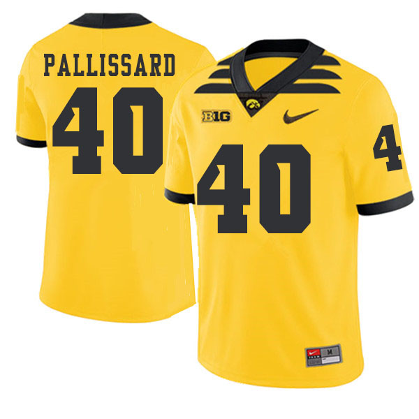 2019 Men #40 Turner Pallissard Iowa Hawkeyes College Football Alternate Jerseys Sale-Gold